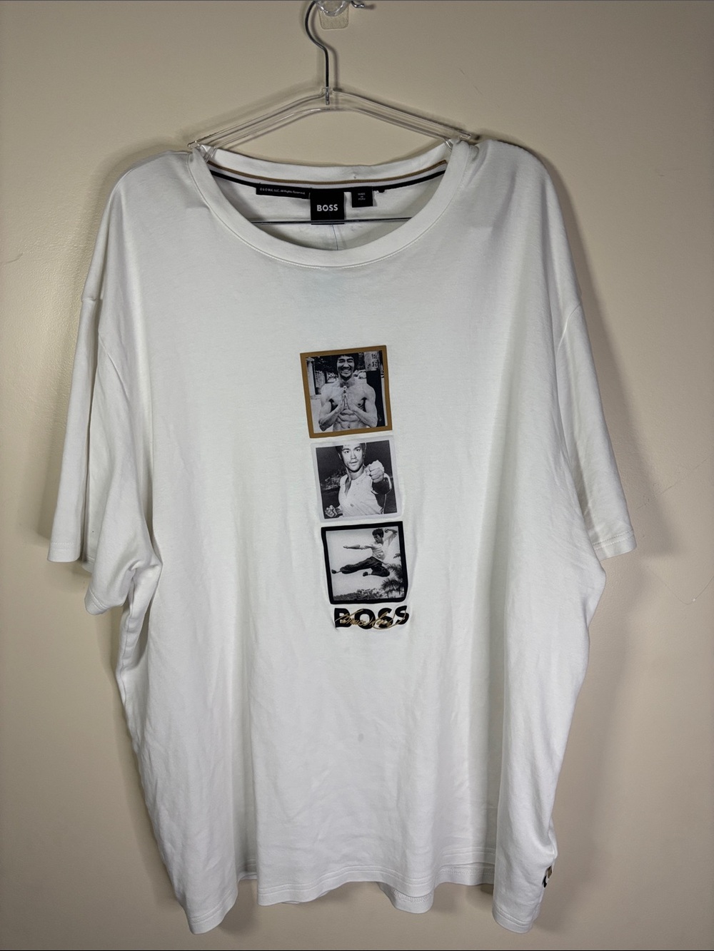 BOSS Bruce Lee White Short Sleeve Crew Neck T-Shirt with Photo-Strip Graphic